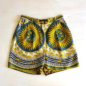 D&G Zodiac Calendar Print Silk High Waist Shorts